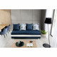 Dīvāns-gulta Calia ar gultas kasti zilā krāsā, Sawana 80, Soft 17