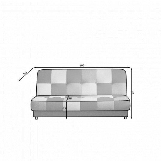 Dīvāns-gulta Cayo ar gultas kasti melna, Soro 100, Soro 93