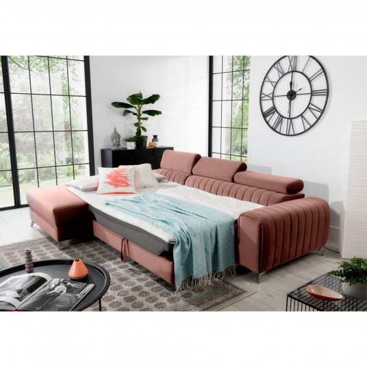 Stūra dīvāns Grayson ar gultas kasti, audums Nube 24