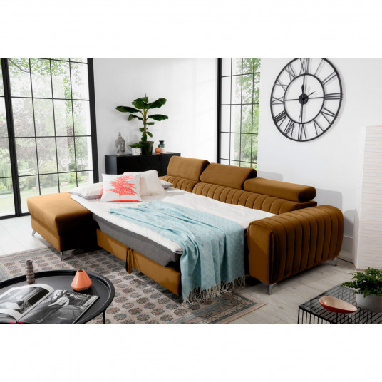 Stūra dīvāns Grayson ar gultas kasti, audums Loco 45