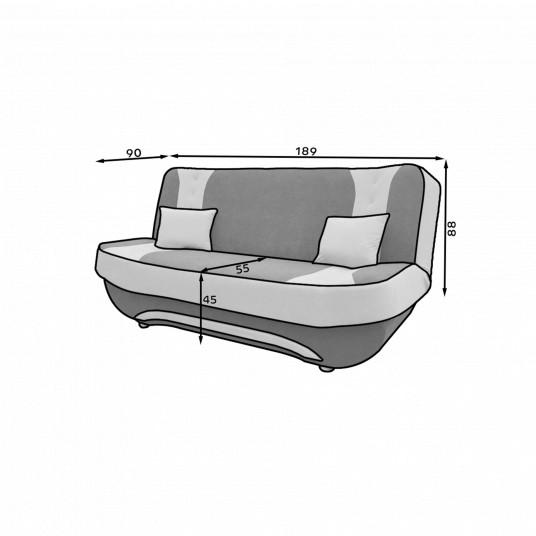Dīvāns-gulta Ewa II ar gultas veļas kasti melna, Alova 04, Alova 10