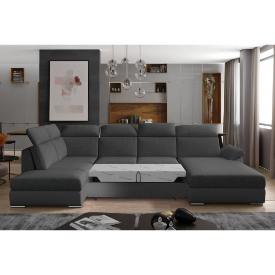 Stūra dīvāns Evanell ar gultas kasti, audums Inari 96, Soft 29
