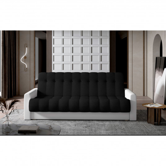 Dīvāns - gulta Garett ar gultas kasti melna, Sawana 14, Soft 17
