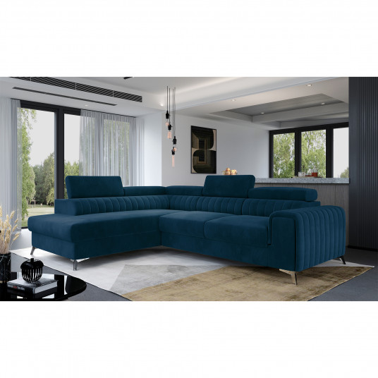 Stūra dīvāns-gulta Laurence, tumši zila