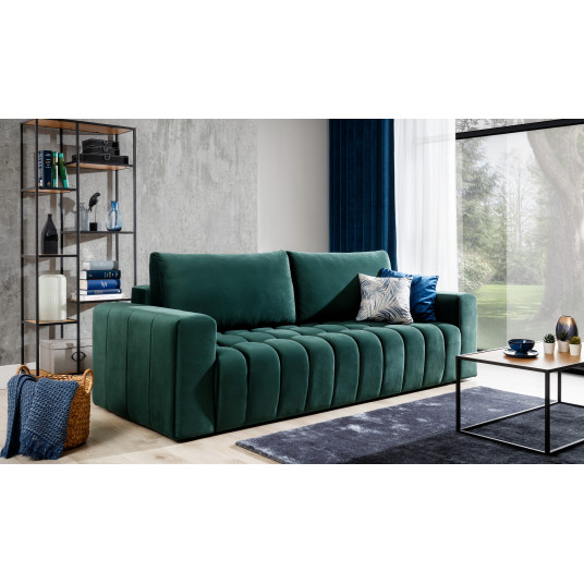 Dīvāns-gulta Lazaro ar gultas veļas kasti zaļa, Monolith 37