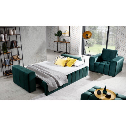 Dīvāns-gulta Lazaro ar gultas veļas kasti zaļa, Monolith 37