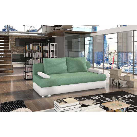 Dīvāns-gulta Milo ar gultas veļas kasti zaļa, Soro 34, Soft 17
