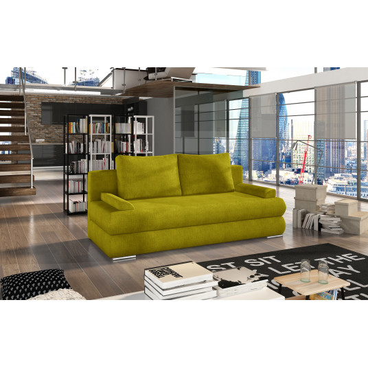 Dīvāns-gulta Milo ar gultas kasti dzeltena, Omega 68