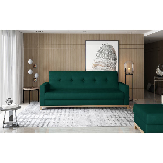 Dīvāns-gulta Selene ar gultas veļas kasti zaļa, Monolith 37
