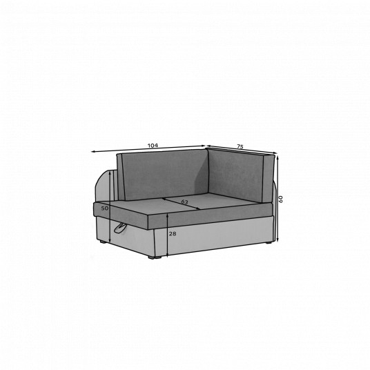 Dīvāns-gulta Rosa ar pelēku gultas kasti, Omega 02, Omega 13