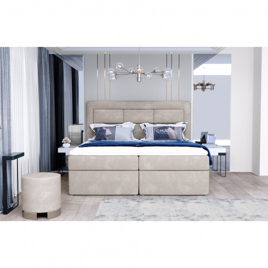 Kontinentālā gulta ar gultas kasti Vivre 140x200, krēms, audums Paros 02