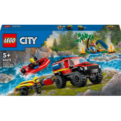 LEGO® 60412 City 4x4 ugunsdzēsēju mašīna ar glābšanas laivu