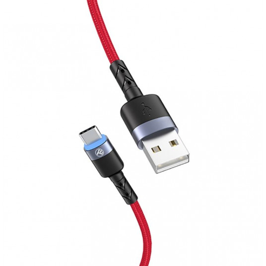 Tellur Data cable USB to Type-C with LED Light, 3A, 1.2m red