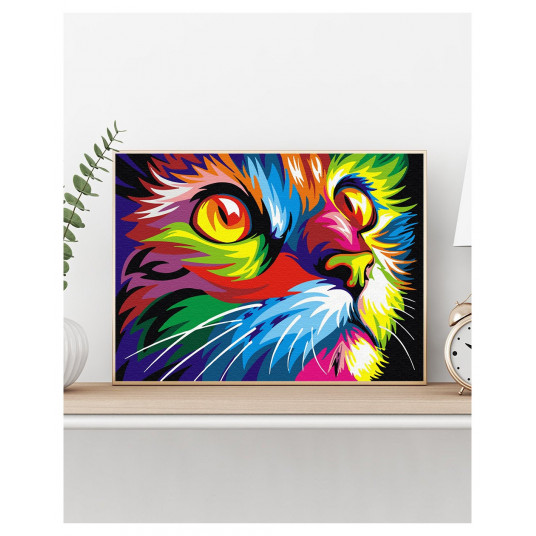 Glezniecība pēc cipariem Rainbow Cat 40x50
