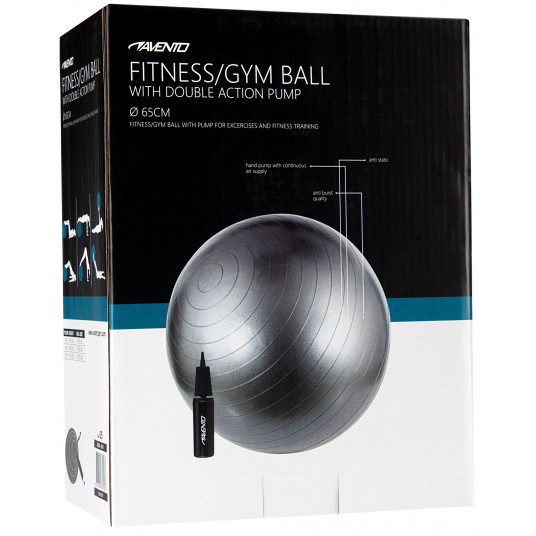 Gym Ball AVENTO 42OD 65cm +pomp Silver