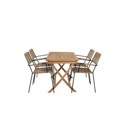 Kenijas pusdienu galds 120*70*H75 — tīkkoks+lindos — krēsls — melns alumīnija/latte virve_4