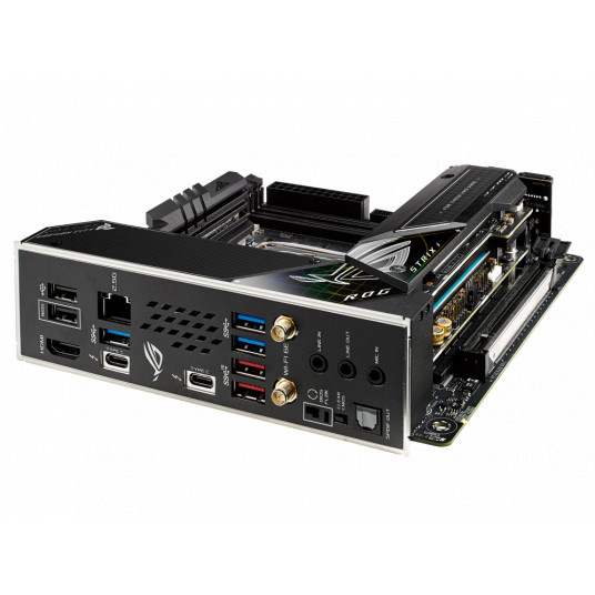 Asus ROG STRIX Z690-I GAMING WIFI Procesoru saime Intel, Procesora ligzda LGA1700, DDR5 DIMM, Atmiņas sloti 2, Atbalstītie cietā diska interfeisi SATA, M.2, SATA savienotāju skaits 4, Chipset Intel Z690, Mini ITX