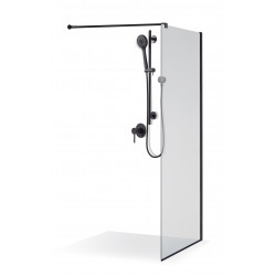 Bezrāmju dušas siena EMA 90cm, caurspīdīgs stikls, melns matēts