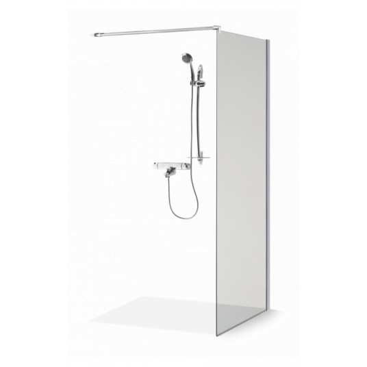 Bezrāmju dušas siena EMA 90cm, caurspīdīgs stikls, hroms