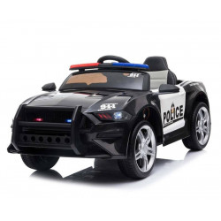 Bērnu vienvietīga elektriskā policijas automašīna, melna