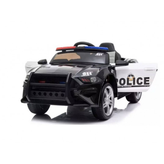 Bērnu vienvietīga elektriskā policijas automašīna, melna