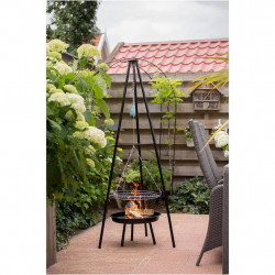 RedFire Garden grils ar statīvu un uguns bļodu, melns, 50cm
