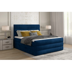 Kontinentālā gulta ar gultas kasti Cande 140x200, tumši zila