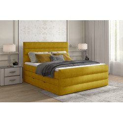 Kontinentālā gulta ar gultas kasti Cande 140x200, dzeltena
