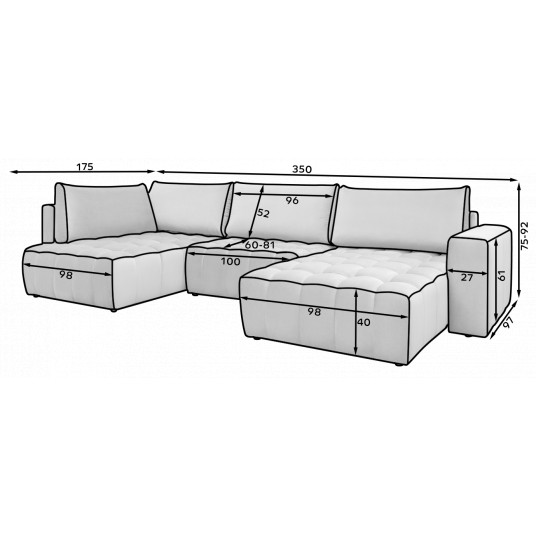 Bonito stūra dīvāns ar gultas veļas kasti, audums Loco 35
