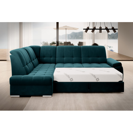 Stūra dīvāns Sado ar gultas veļas kasti, audums Lux 39