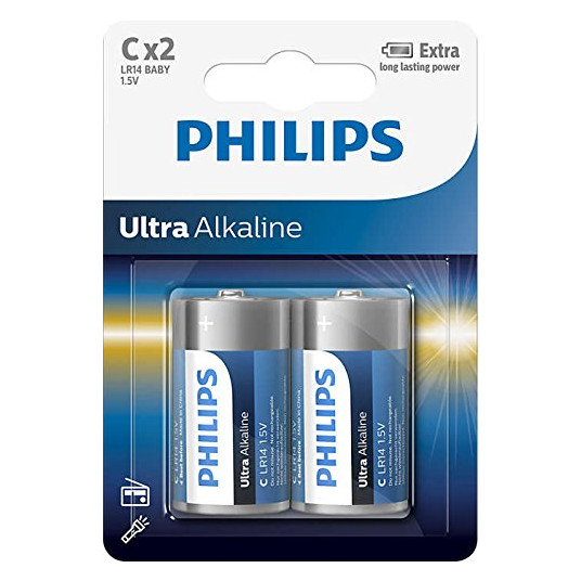 Akumulators Philips Ultra Alkaline C 2 blisteri