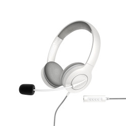 Energy Sistem Headset Office 3 White (USB un 3,5 mm spraudnis, skaļuma un izslēgšanas kontrole, izvelkams mikrofons)