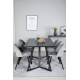 Ēdamistabas komplekts Marina - galds (melns) + 6 krēsli (pelēks)