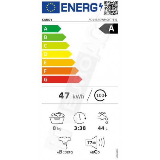 Antracīta veļas mašīna Candy RO1484DWMCRT/1-S