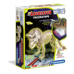 Clementoni, Science & Play, Archeofun Triceratops Glow in The Dark, Puzzle, 61723, Unisex, 7+ gadi