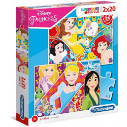 Clementoni, Supercolor, Disney Princess, Puzle, 2 x 20 gab., Meitenēm, 3+ gadi