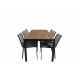 Āra galds Bois 205x90 cm, Melnas kājas/Acacia+6 ēdamistabas krēsli Dallas