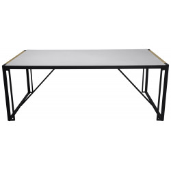 Āra galds Texas 200x100 cm, Melns/Pelēks