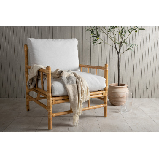 Āra krēsls Cane, bambusa/pelēks spilvens
