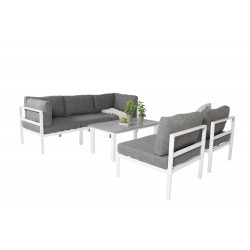 Āra mēbeļu komplekts Copacabana White/Grey+galds Parma 110x62x45
