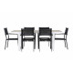 Āra galds Merlo, Balts + 6 ēdamistabas krēsli Copacabana, melns