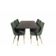 Pusdienu galds Dipp, 180x90cm, Melns + 6 krēsli Velvet Lyx, Zaļš
