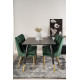 Pusdienu galds Dipp, 180x90cm, Melns + 6 krēsli Velvet Lyx, Zaļš