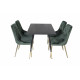 Pusdienu galds Dipp, Black + 4 krēsli Velvet Deluxe, Green