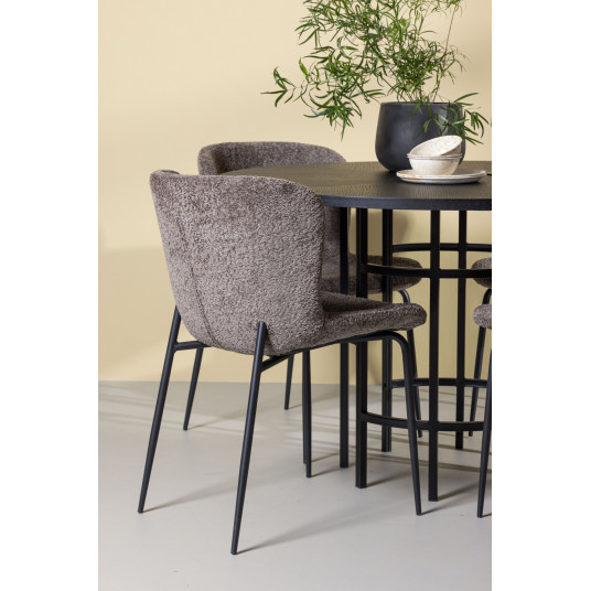Pusdienu galds Copenhagen, Black + 4 krēsli Modesto Grey/Black
