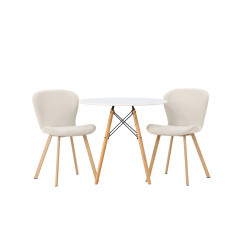 Ēdamistabas galds Danburi White/Wood MDF + 2 krēsli Lilja, Beige