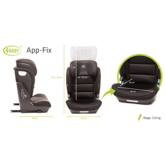 Autokrēsliņš APP-FIX 15-36 kg, melns