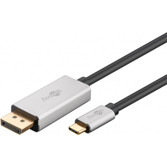 Goobay USB-C uz DisplayPort adaptera kabelis 60176 2 m, sudraba/melns, DisplayPort, C tips