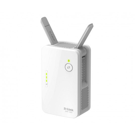 D-Link AC1300 Wi-Fi diapazona paplašinātājs DAP-1620 802.11ac, 400+867 Mbit/s, 10/100/1000 Mbit/s, Ethernet LAN (RJ-45) porti 1, MU-MiMO Nr., Antenas tips 2xārējais