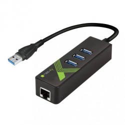 Techly 105803 Karta sieciowa / adapteris USB-A 3.0 Gigabit Ethernet RJ45, centrmezgls 3x USB